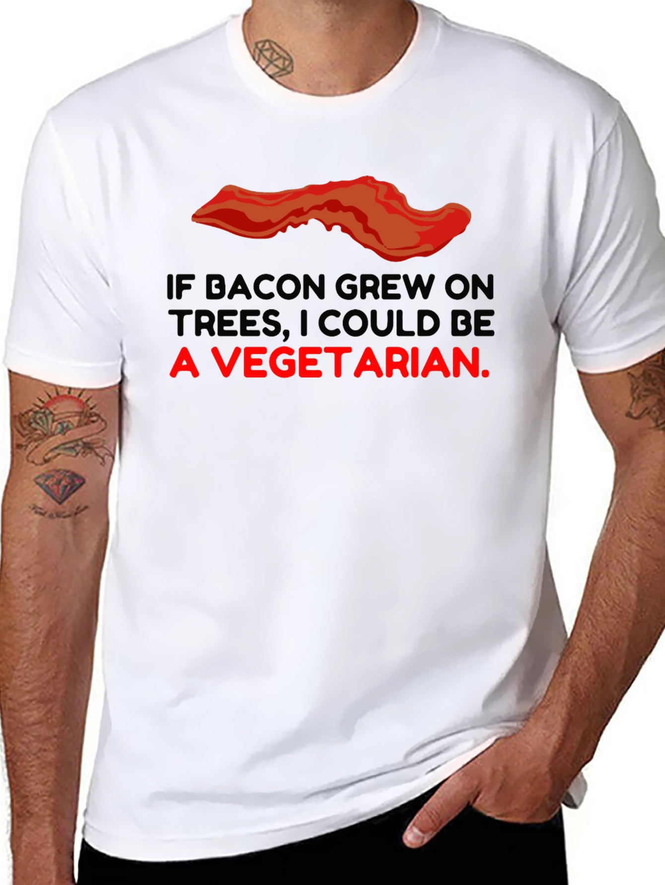 Bacon Trees Vegetarian Graphic T-Shirt