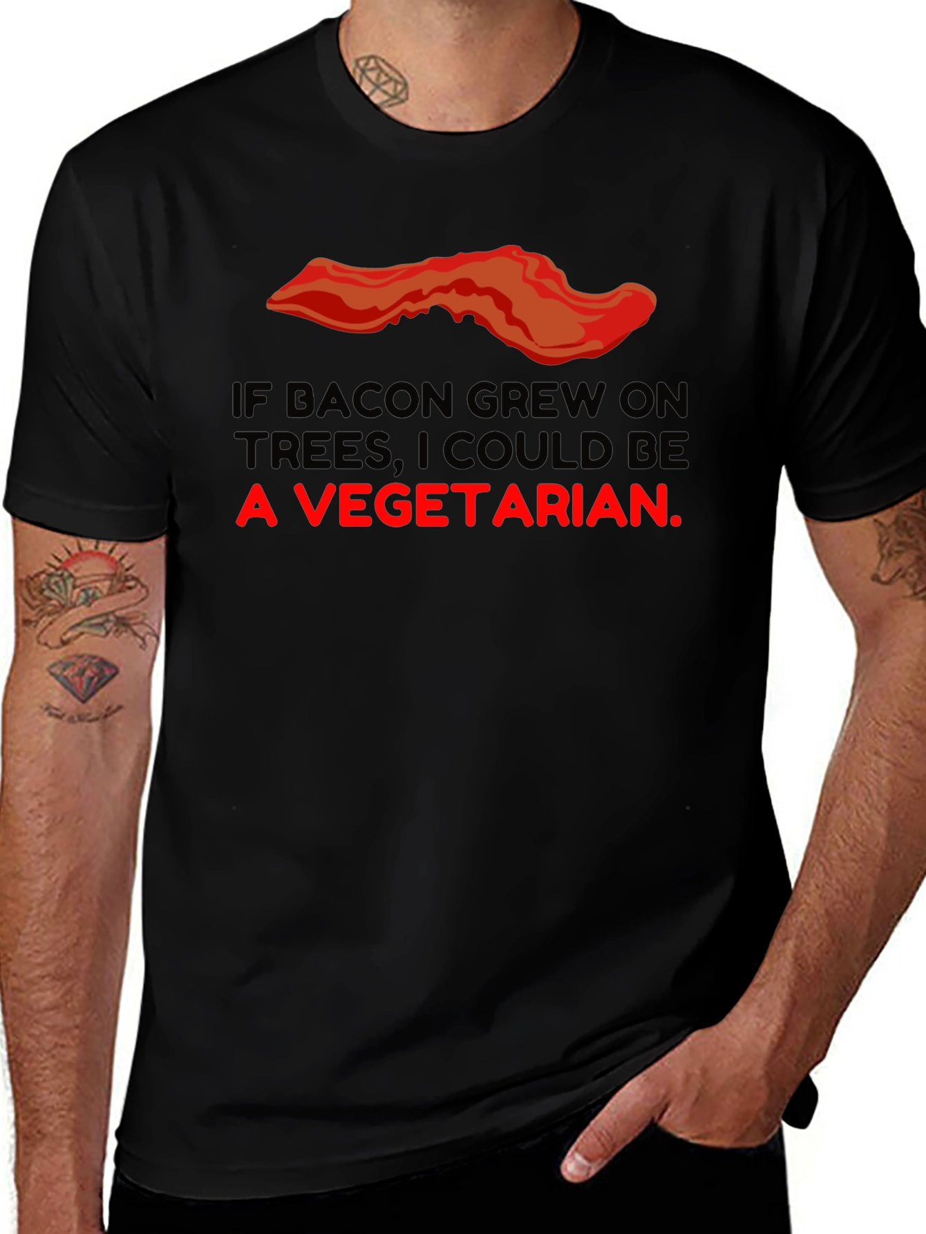 Bacon Trees Vegetarian Graphic T-Shirt