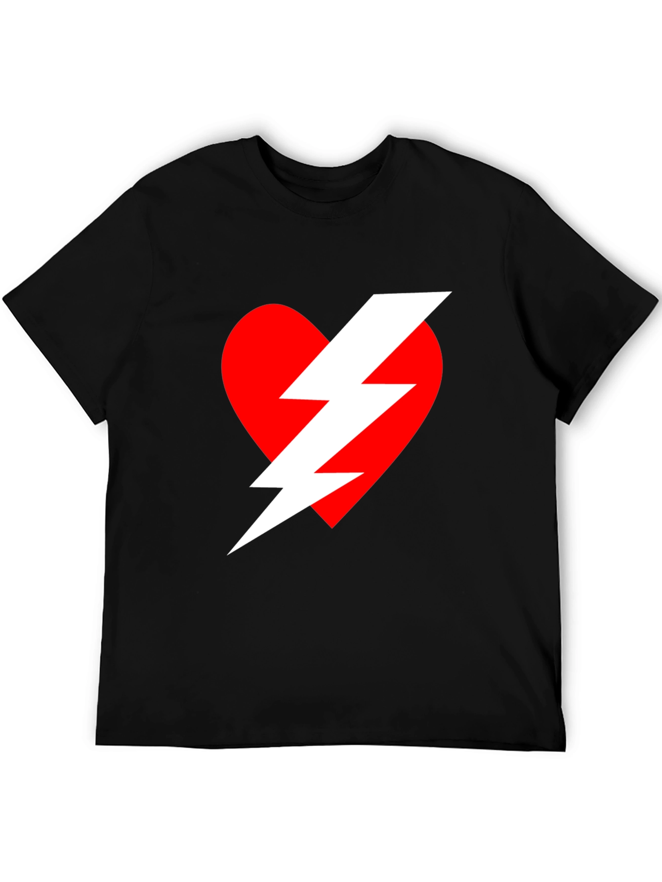 Heart Lightning Bolt Graphic Tee - Black