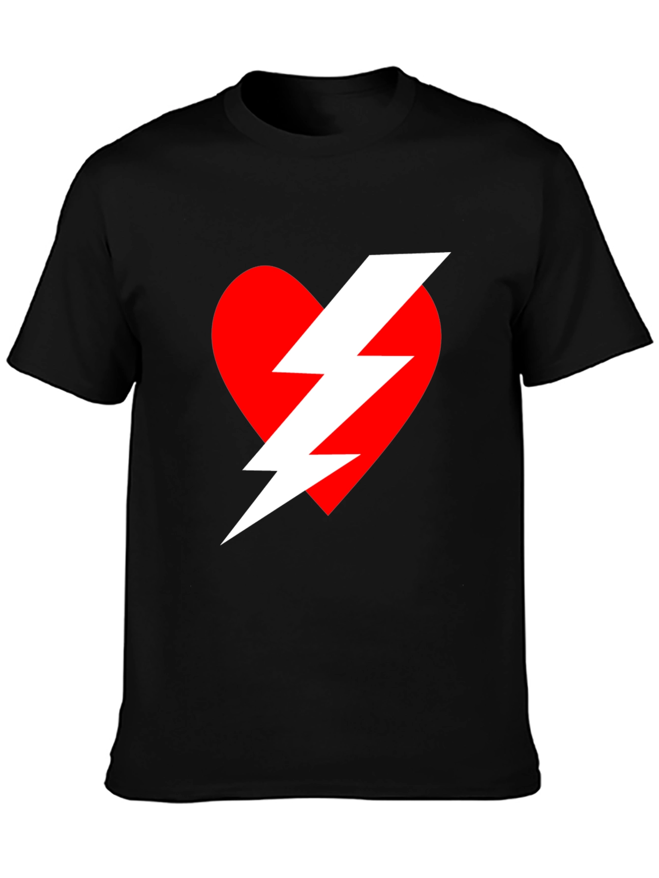 Heart Lightning Bolt Graphic Tee - Black