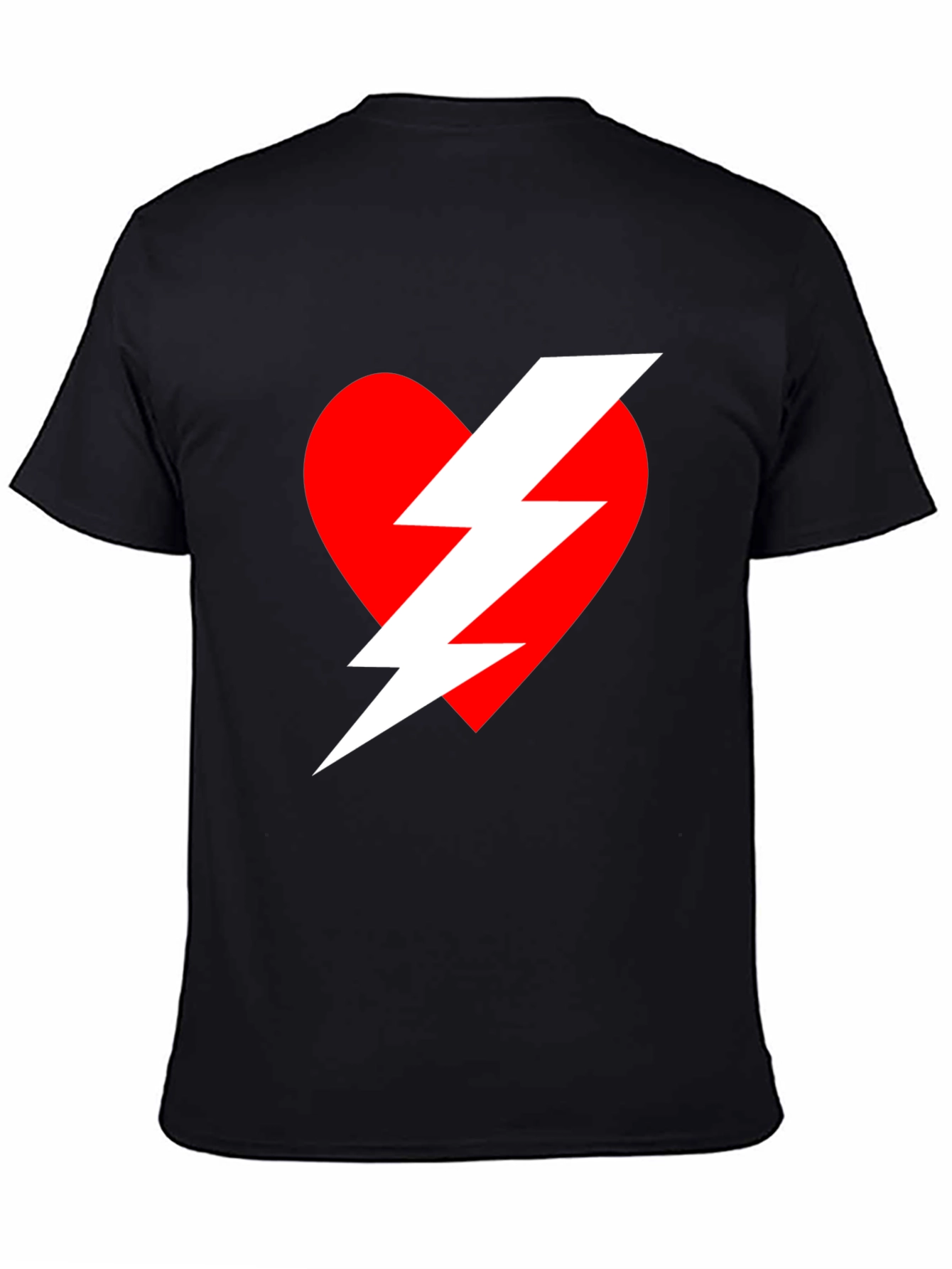 Heart Lightning Bolt Graphic Tee - Black