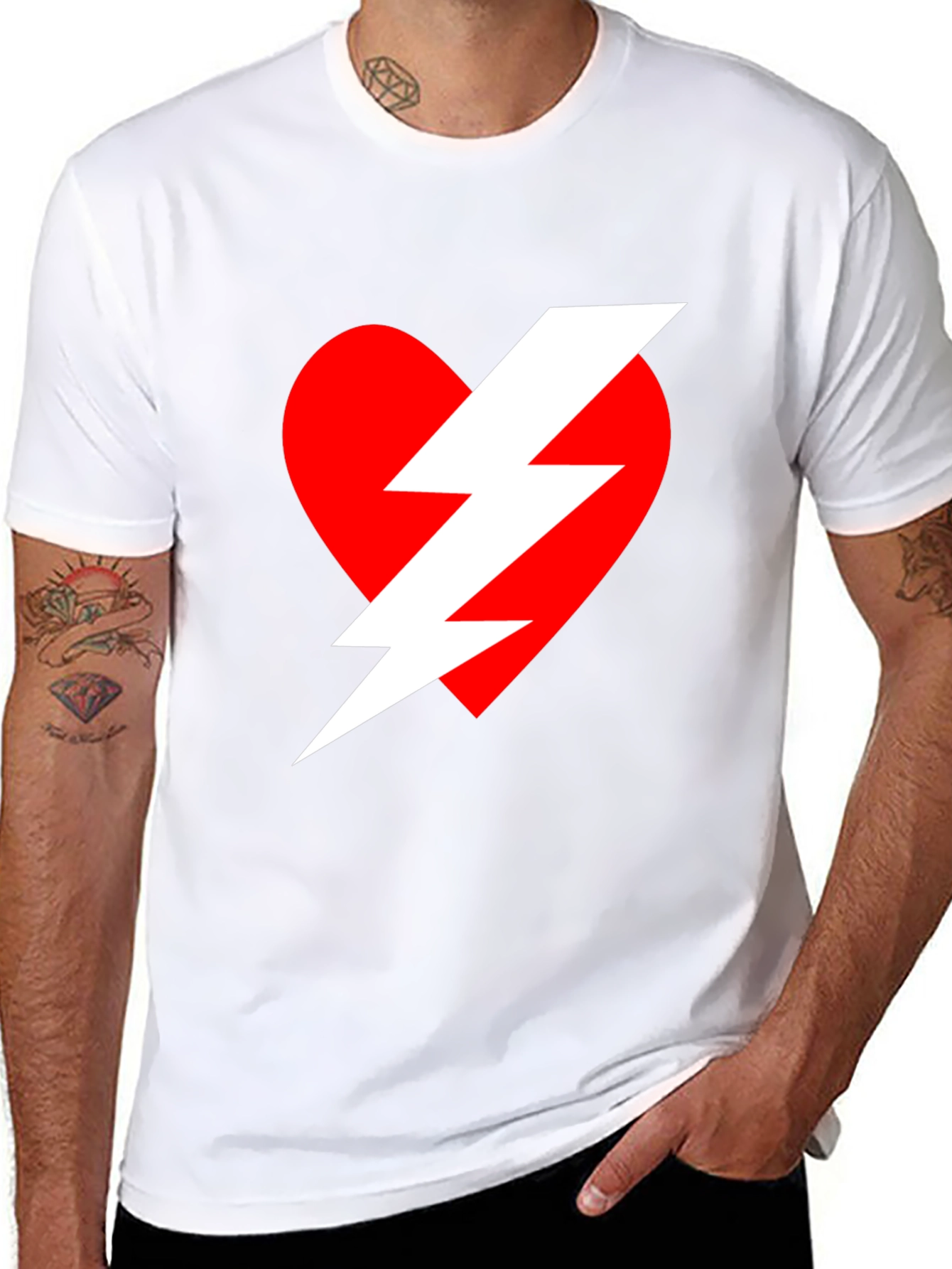 Heart Lightning Bolt Graphic Tee - Black