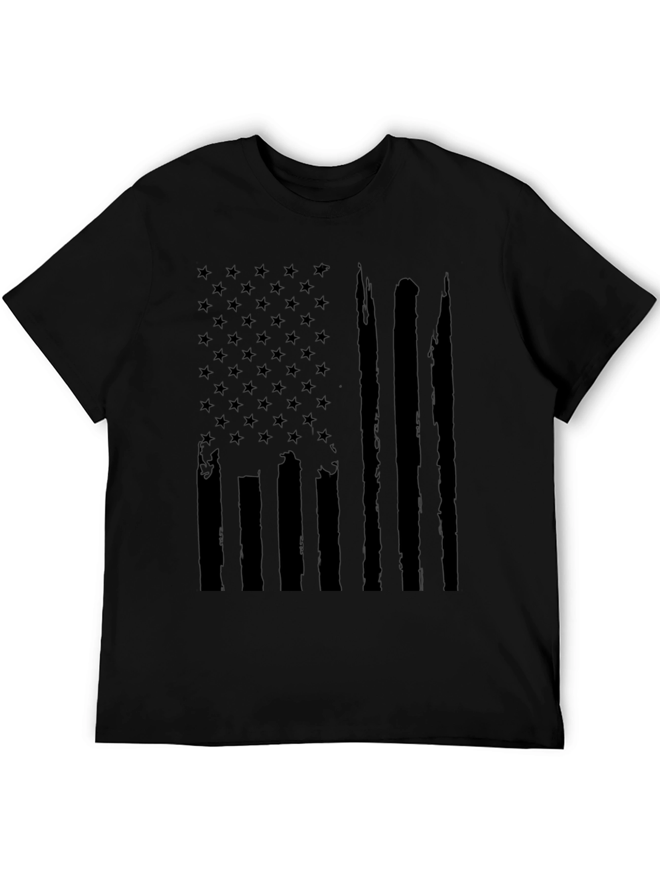 Distressed American Flag Black T-Shirt