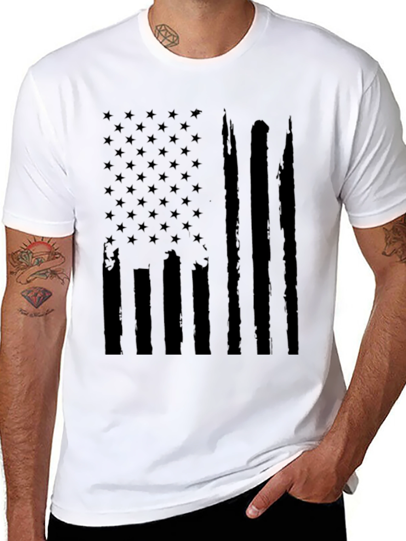 Distressed American Flag Black T-Shirt