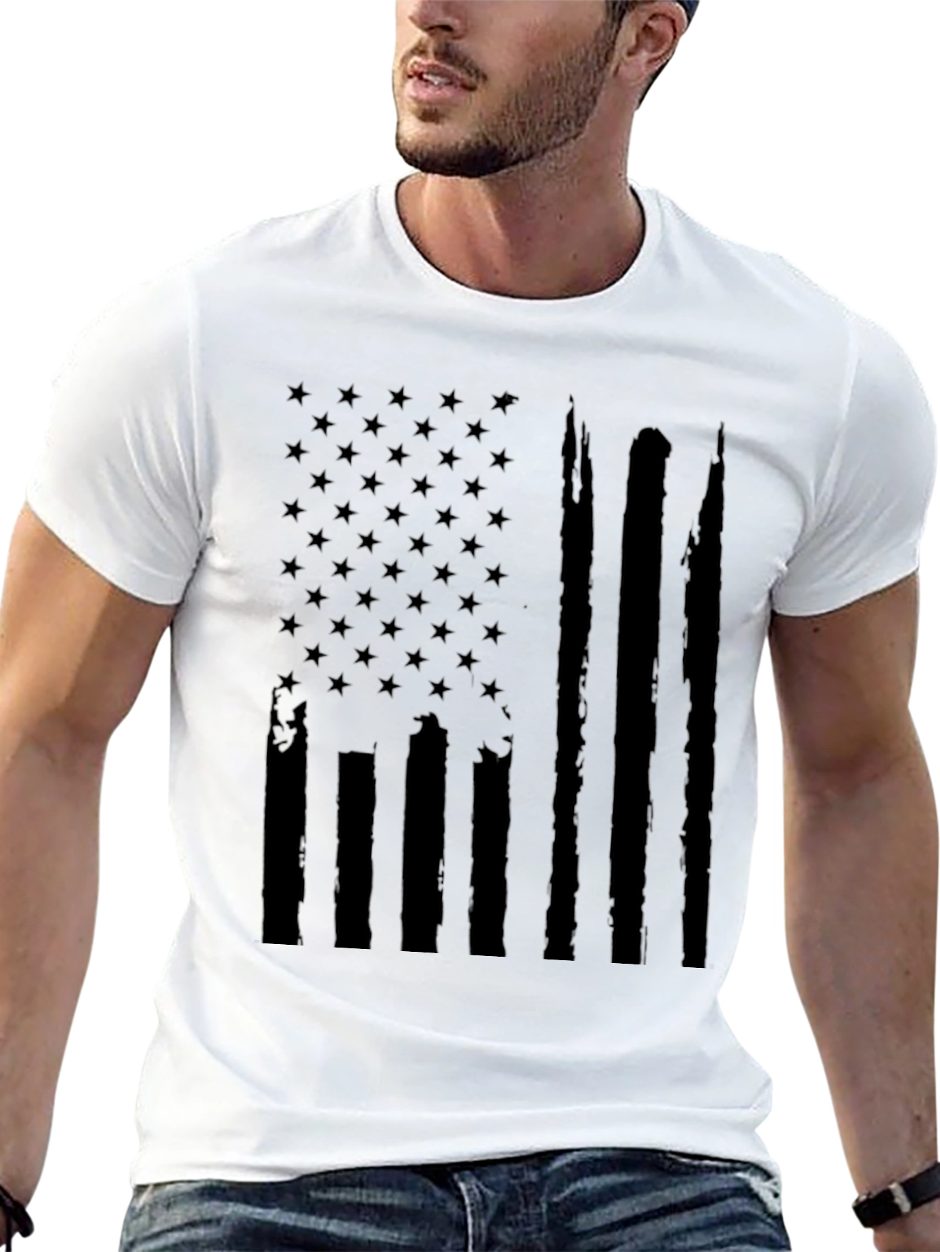Distressed American Flag Black T-Shirt