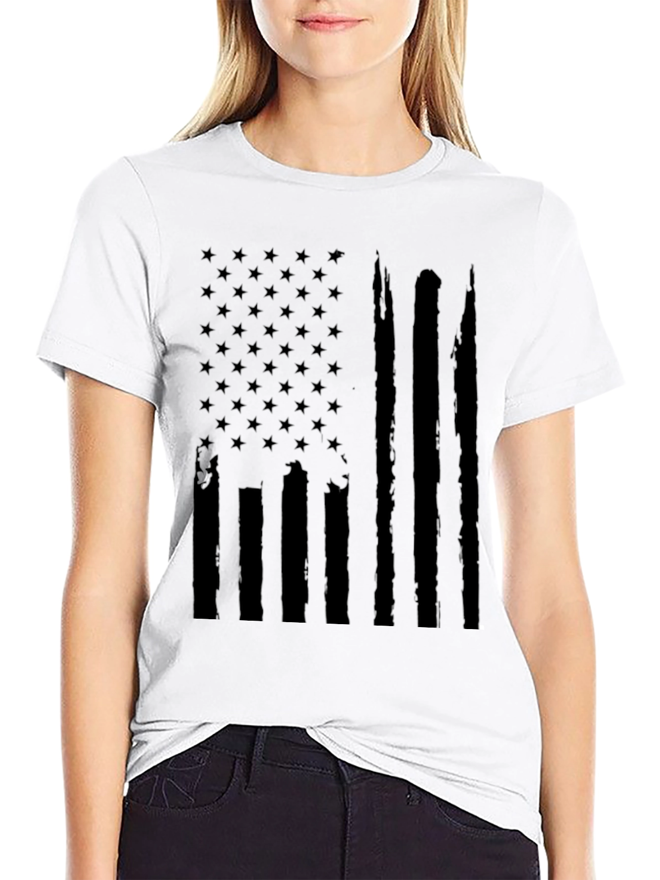 Distressed American Flag Black T-Shirt