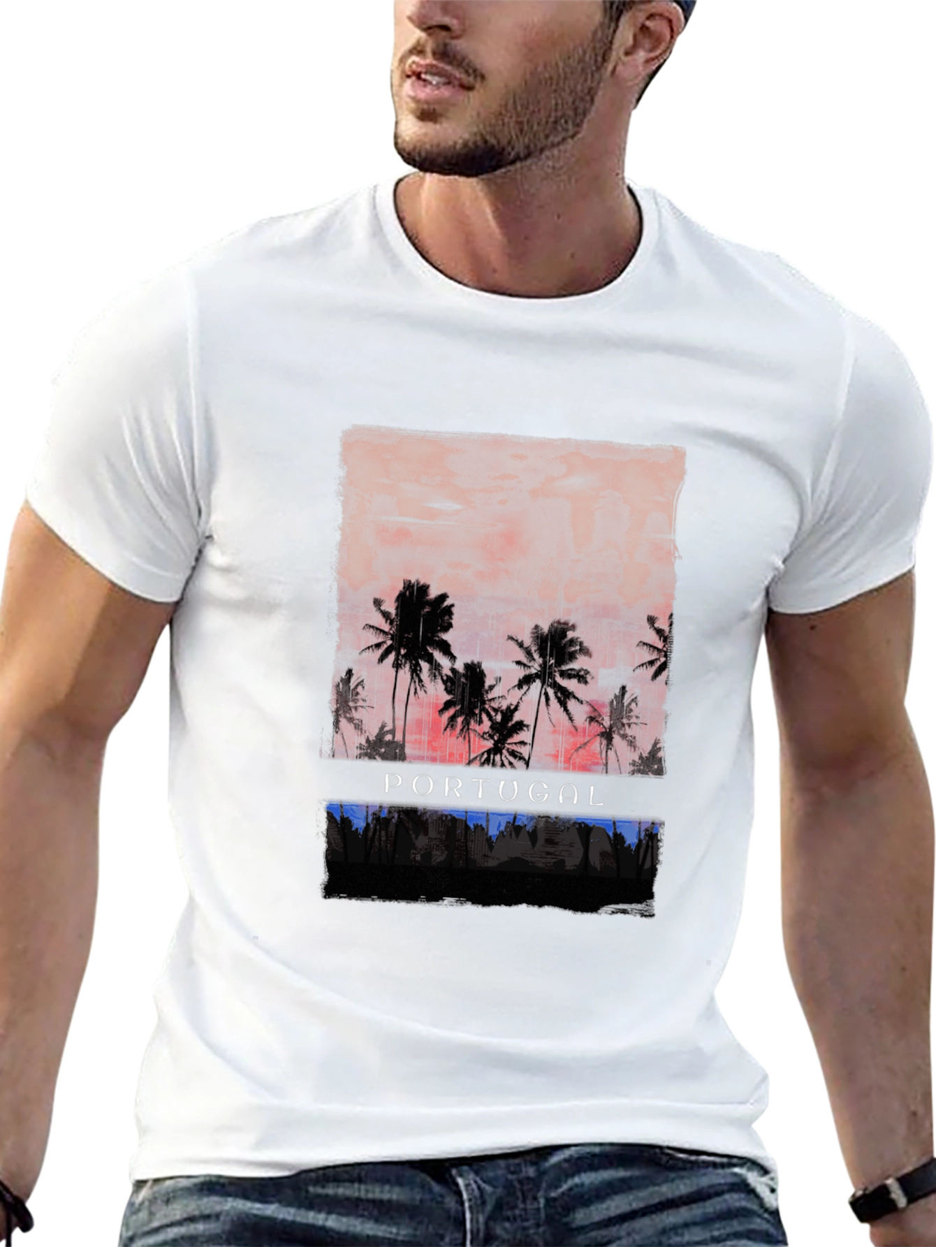 Portugal Palm Sunset Graphic T-Shirt