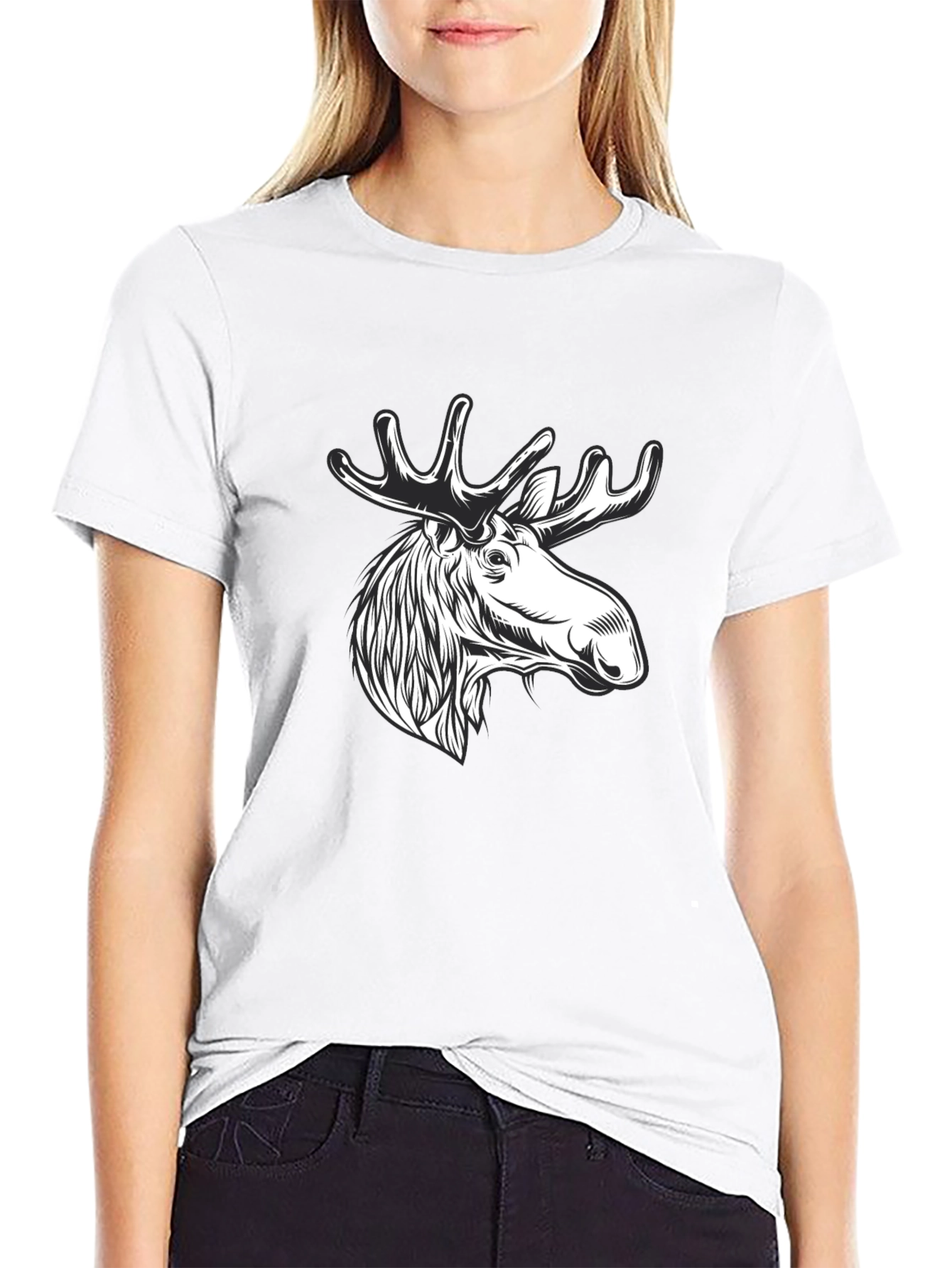 Moose Graphic Tee - Mens Black Cotton T-Shirt