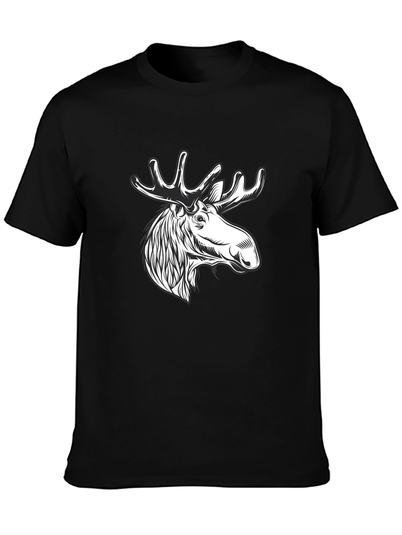 Moose Graphic Tee - Mens Black Cotton T-Shirt