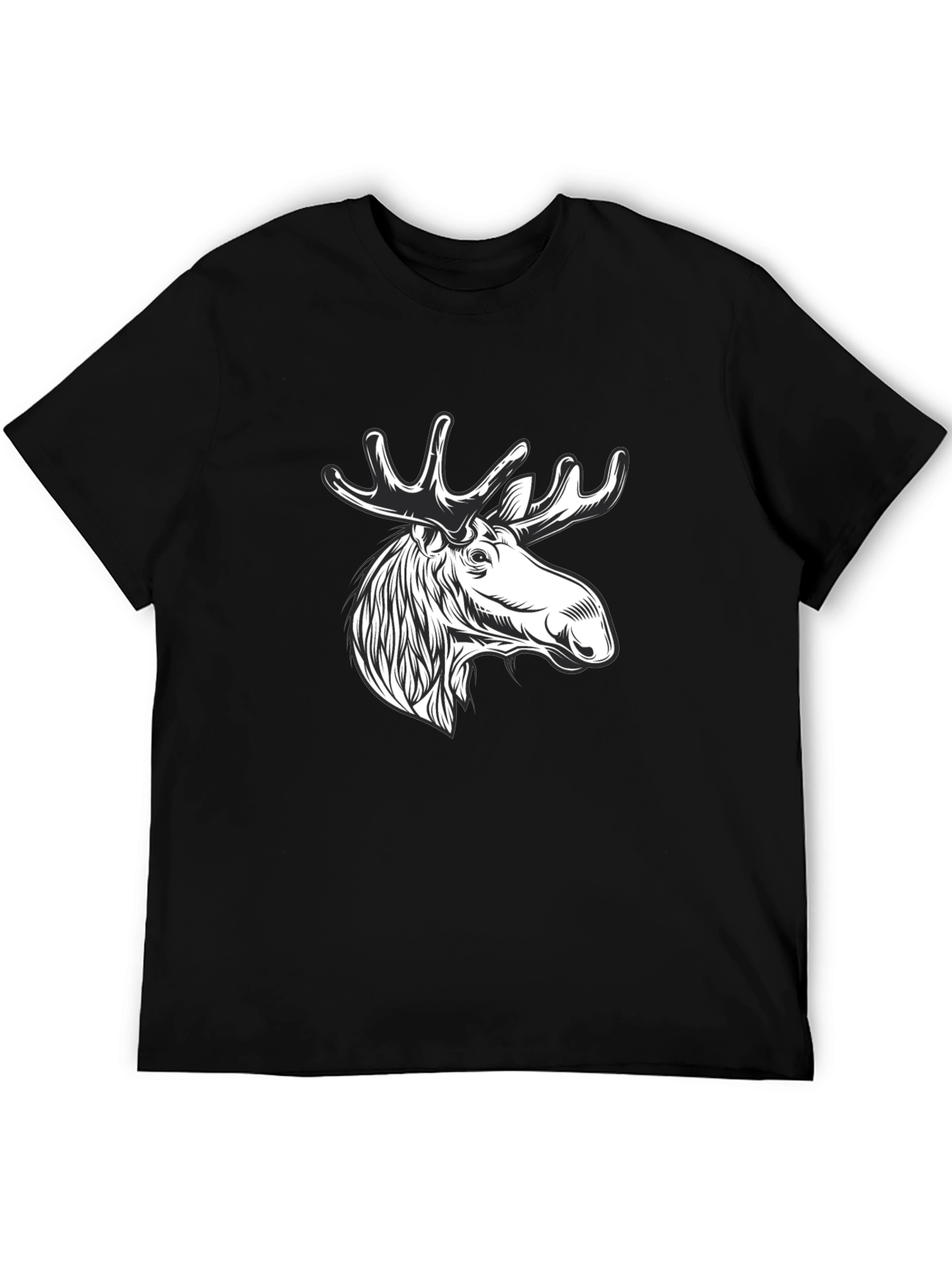 Moose Graphic Tee - Mens Black Cotton T-Shirt