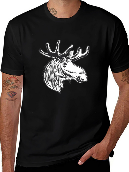 Moose Graphic Tee - Mens Black Cotton T-Shirt