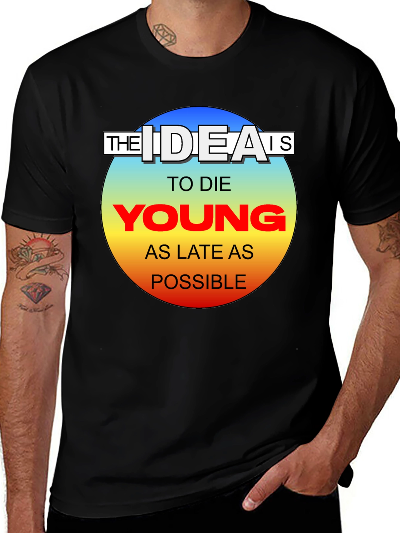 The Idea Is To Die Young Mens Black T-Shirt