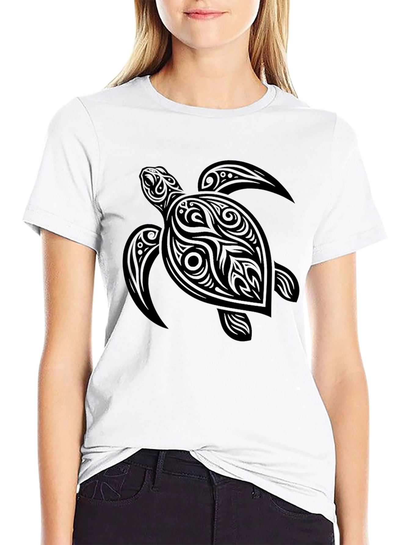 Tribal Turtle Graphic Tee - Mens Black T-Shirt