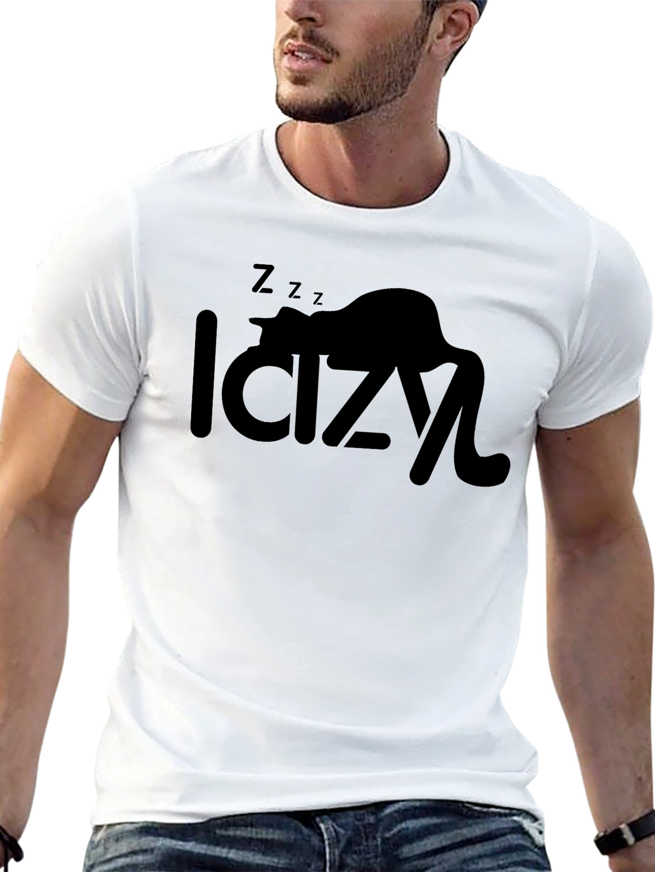 Lazy Cat Black T-Shirt - Relaxed Fit