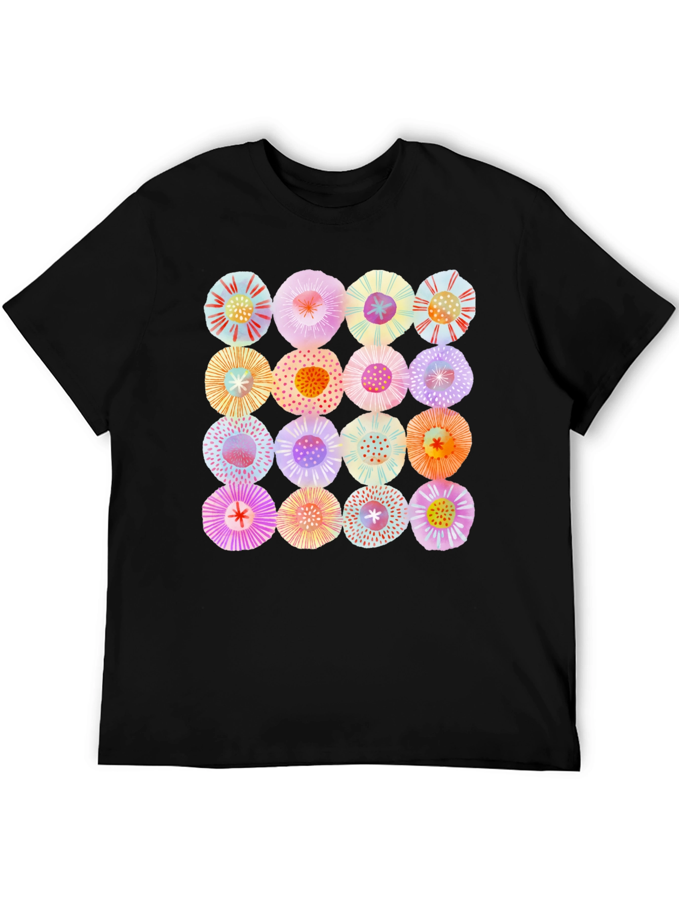 Abstract Floral Print Crew Neck T-Shirt
