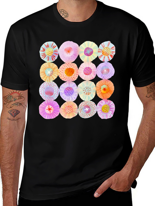 Abstract Floral Print Crew Neck T-Shirt