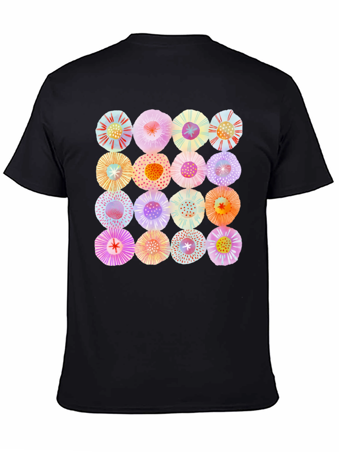Abstract Floral Print Crew Neck T-Shirt