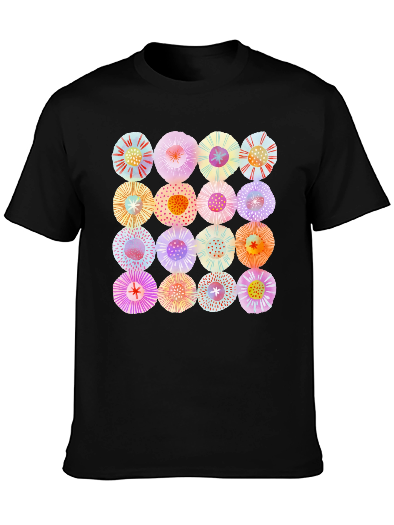 Abstract Floral Print Crew Neck T-Shirt