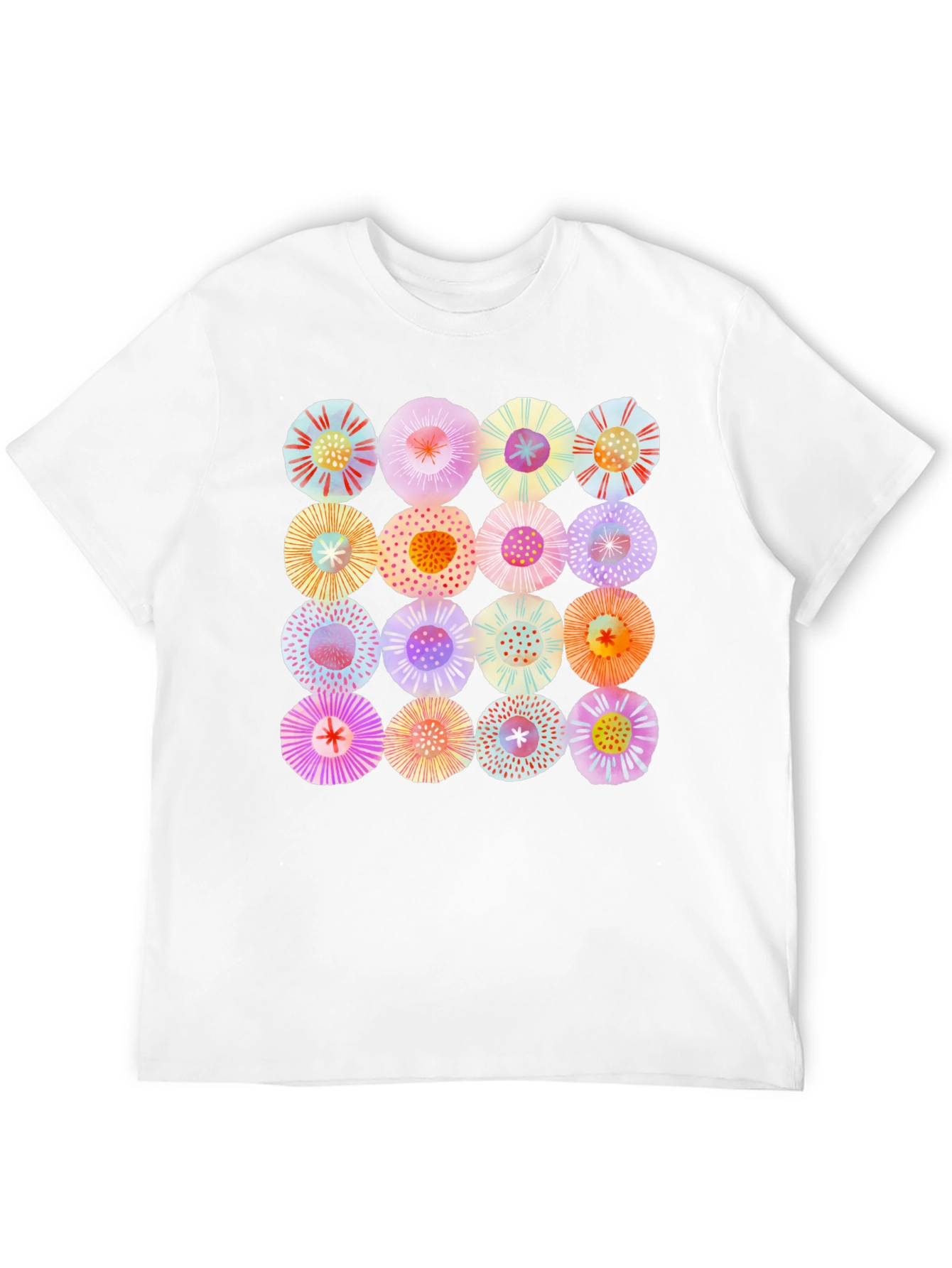 Abstract Floral Print Crew Neck T-Shirt