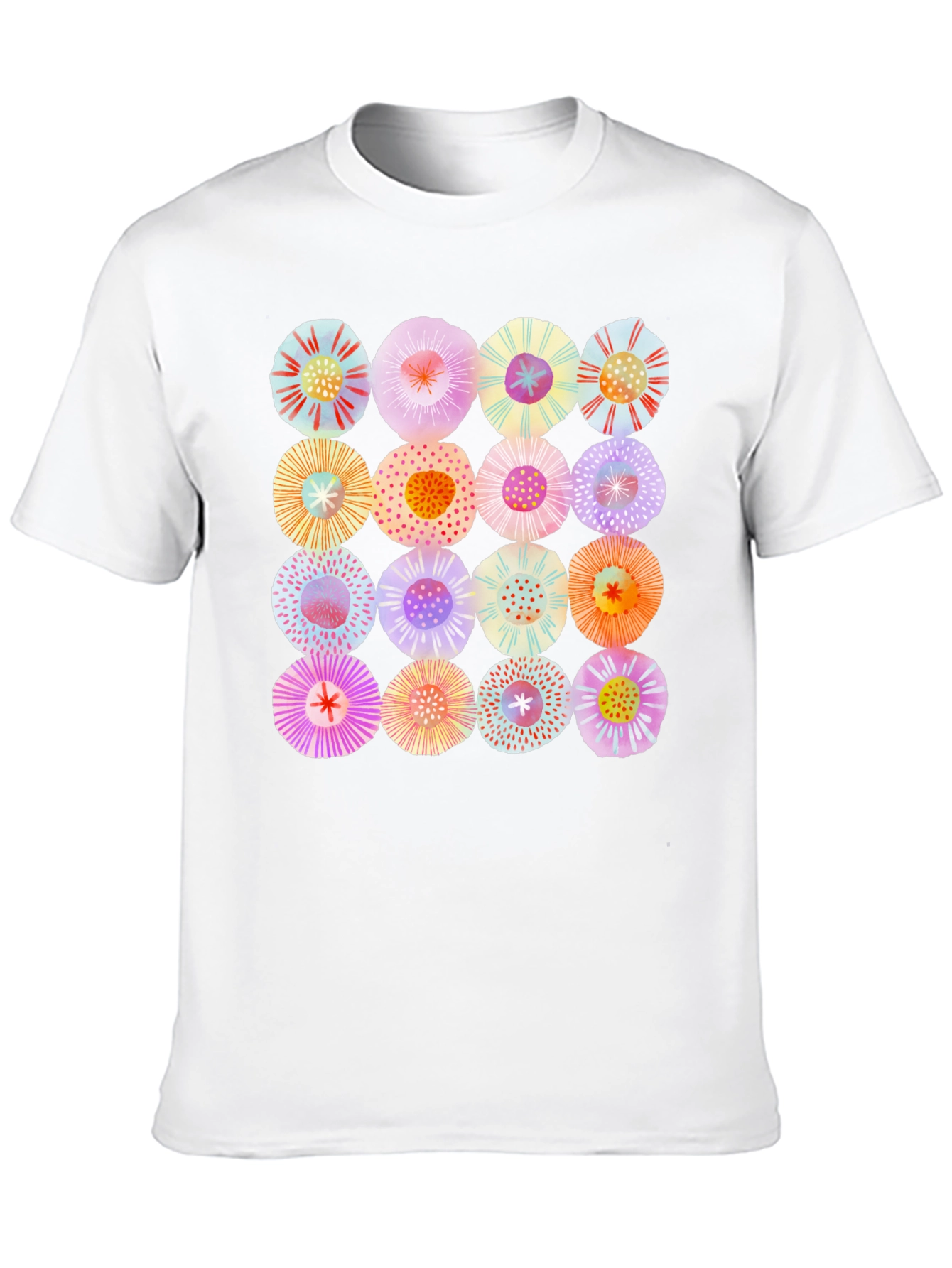Abstract Floral Print Crew Neck T-Shirt