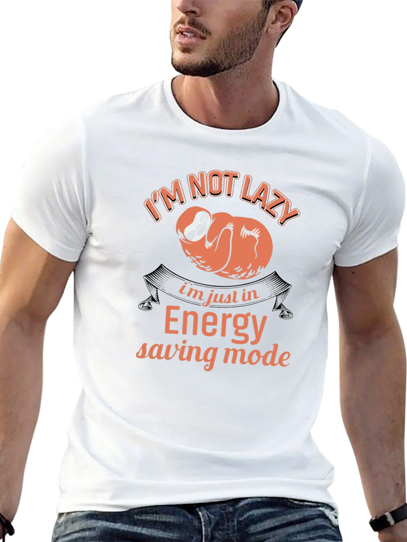Funny Sloth Energy Saving Mode Black T-Shirt