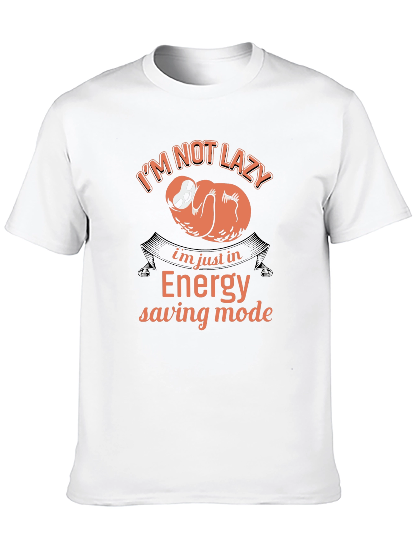 Funny Sloth Energy Saving Mode Black T-Shirt