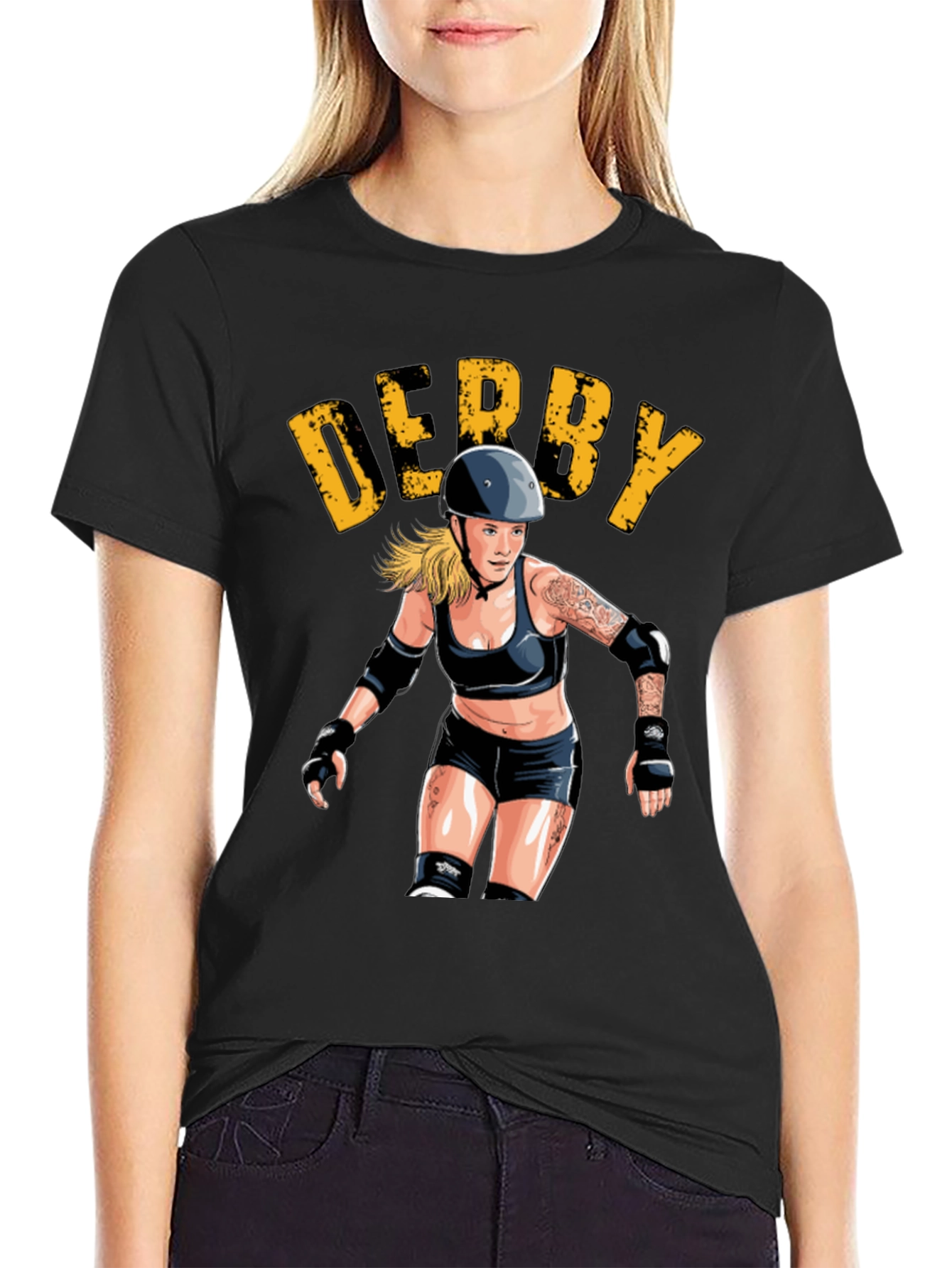 Derby Roller Girl Graphic Tee - Black