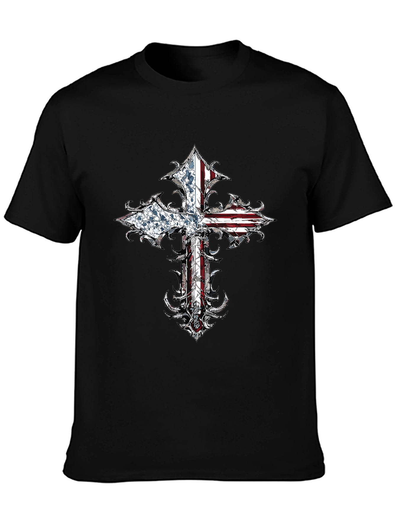 American Flag Cross Graphic T-Shirt