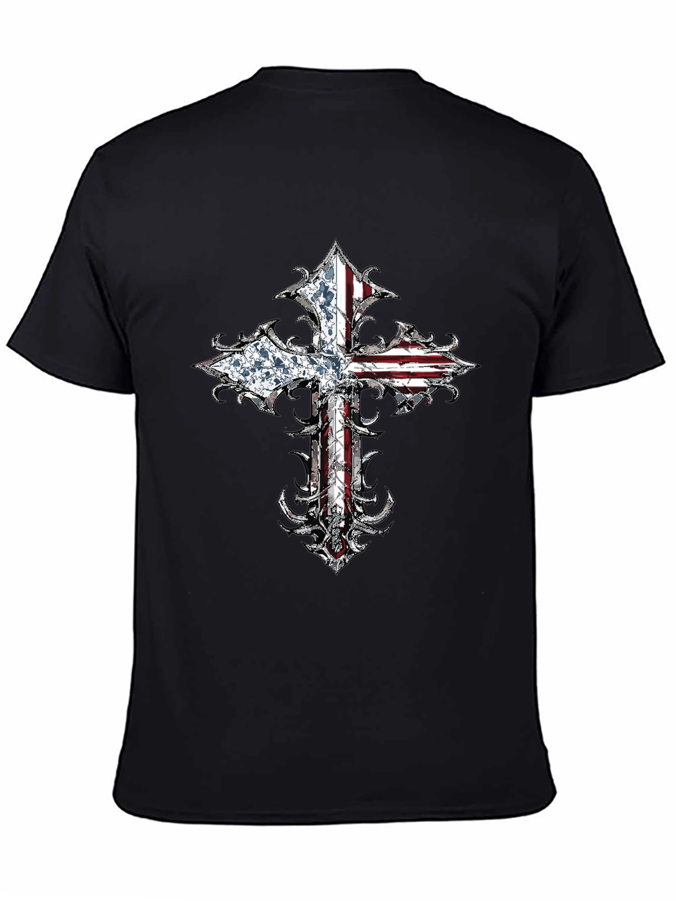 American Flag Cross Graphic T-Shirt