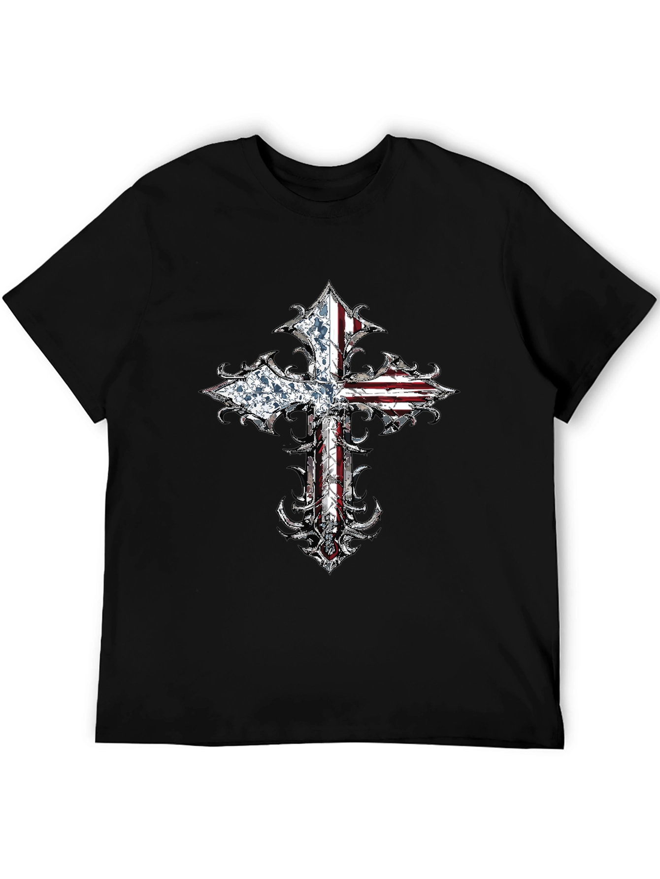 American Flag Cross Graphic T-Shirt