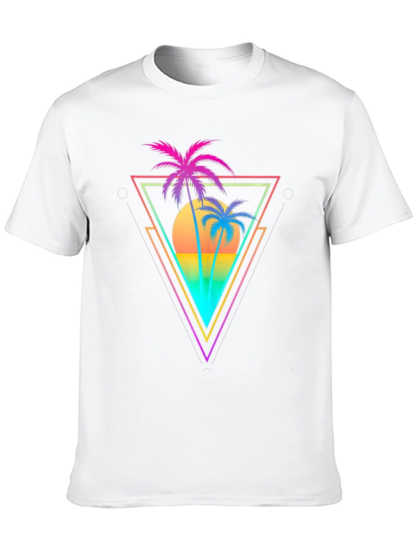 Retro Palm Tree Triangle Graphic T-Shirt