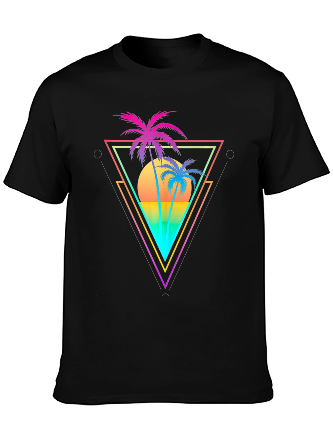 Retro Palm Tree Triangle Graphic T-Shirt