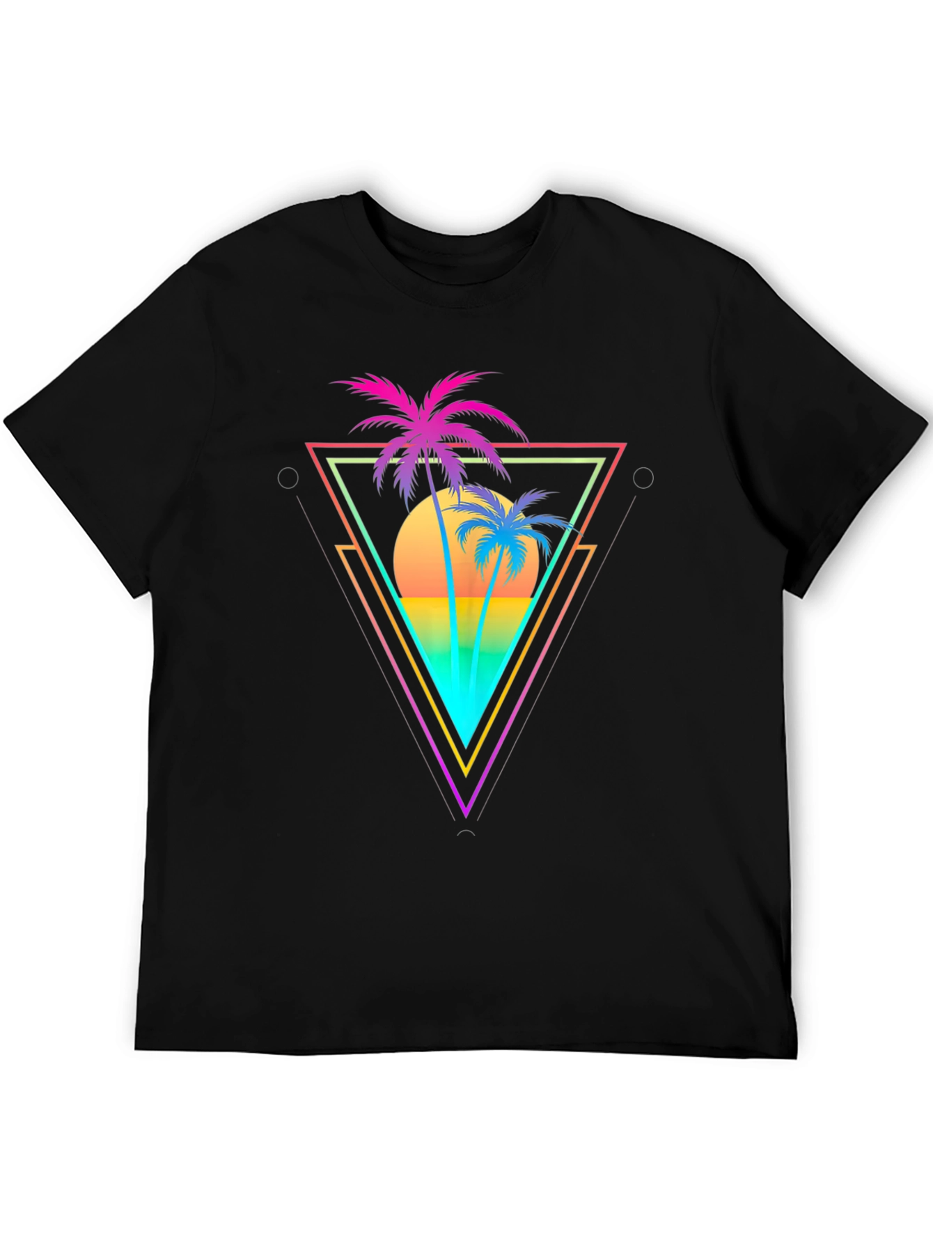 Retro Palm Tree Triangle Graphic T-Shirt