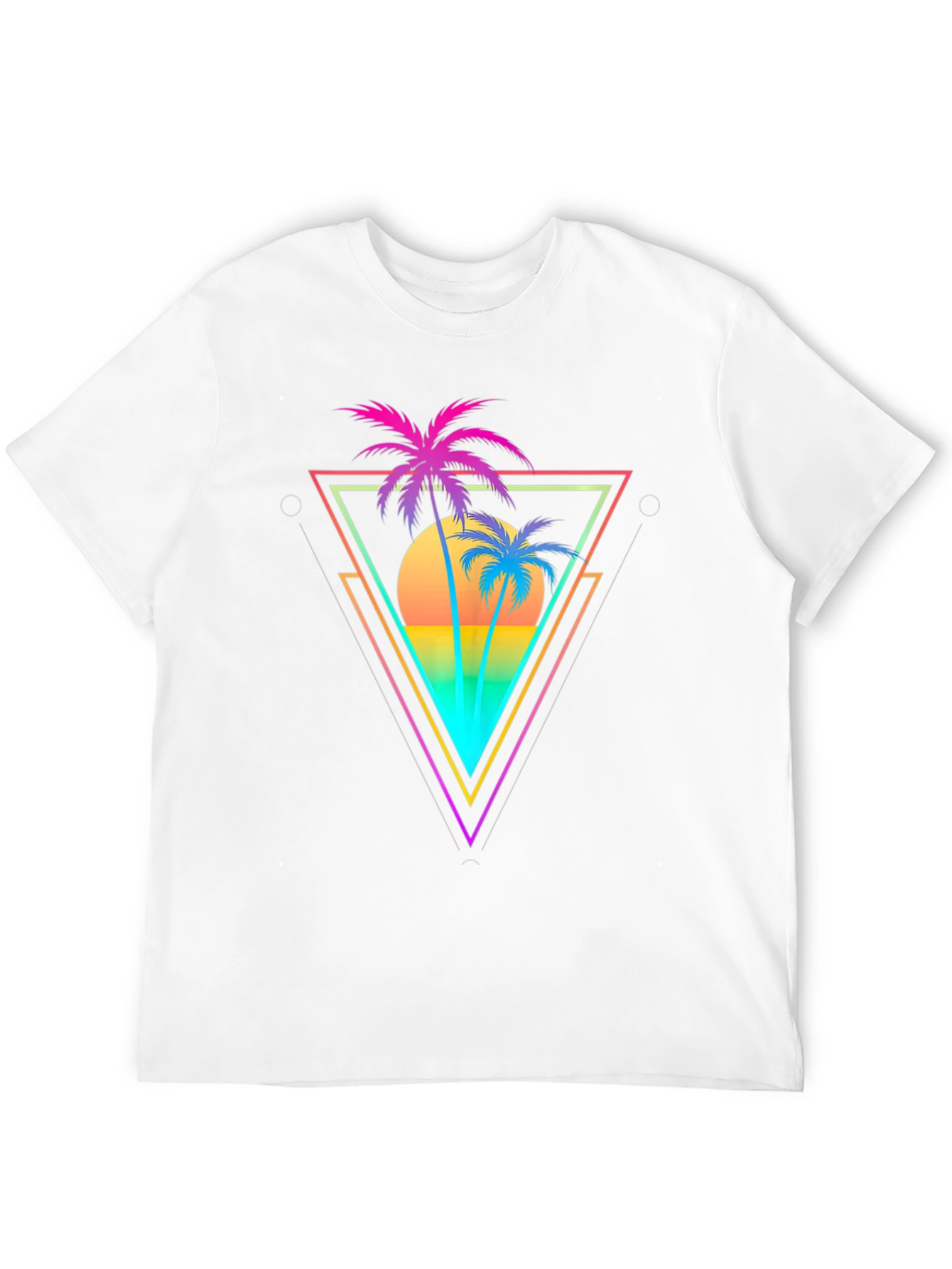 Retro Palm Tree Triangle Graphic T-Shirt