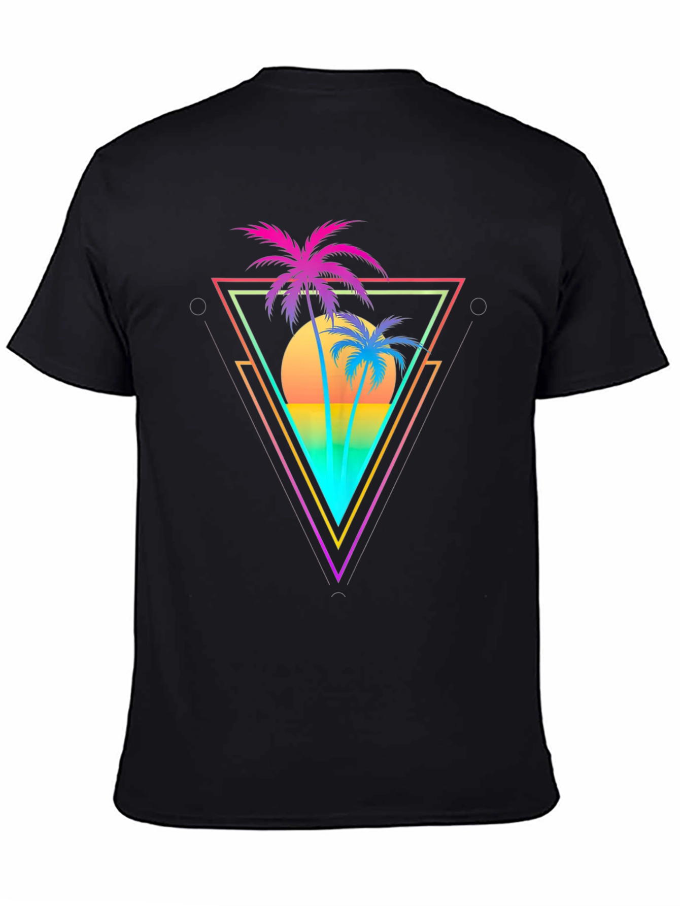 Retro Palm Tree Triangle Graphic T-Shirt