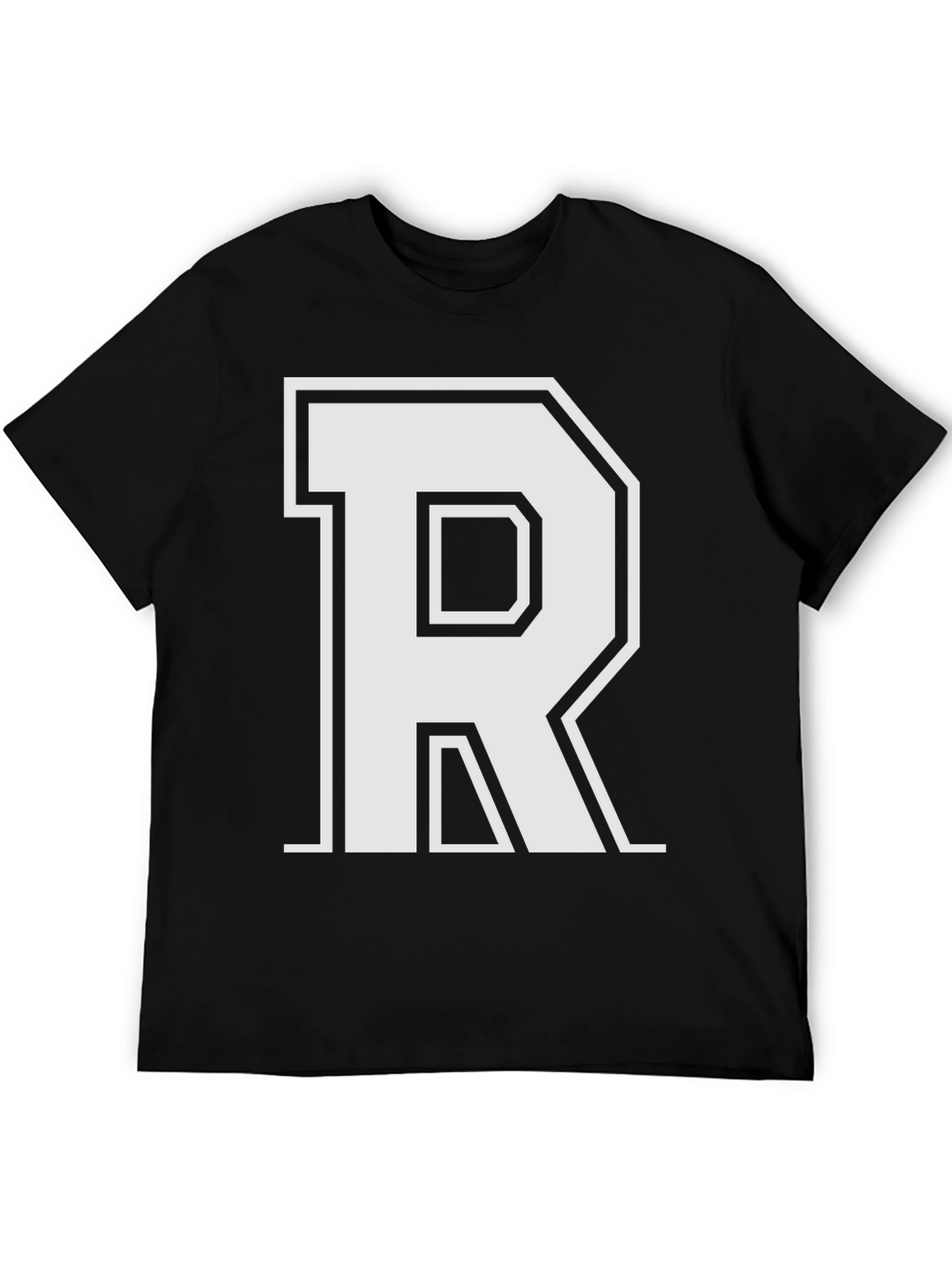Varsity Style Letter R T-Shirt - Black