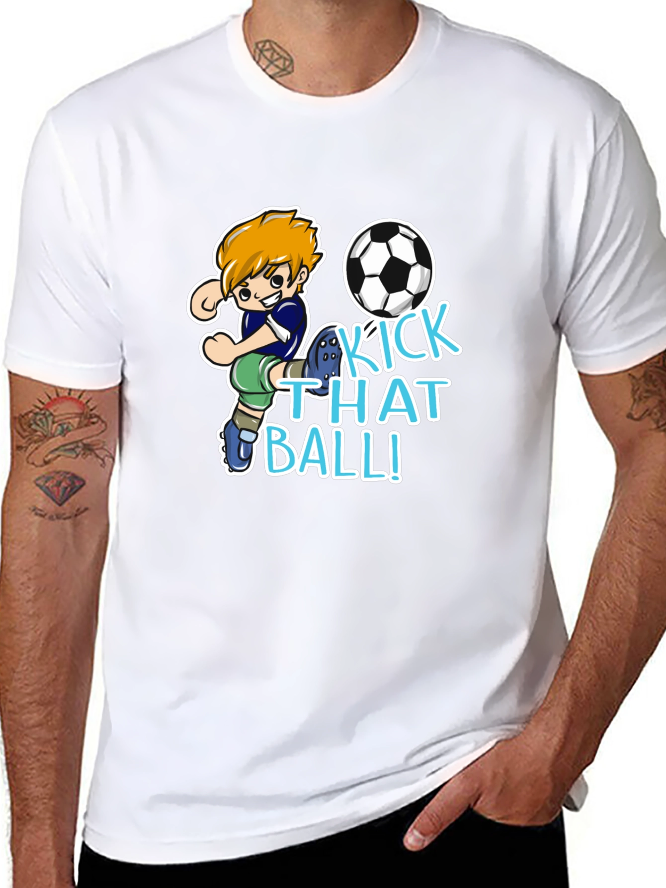 Kick That Ball T-Shirt - Soccer Cartoon Design