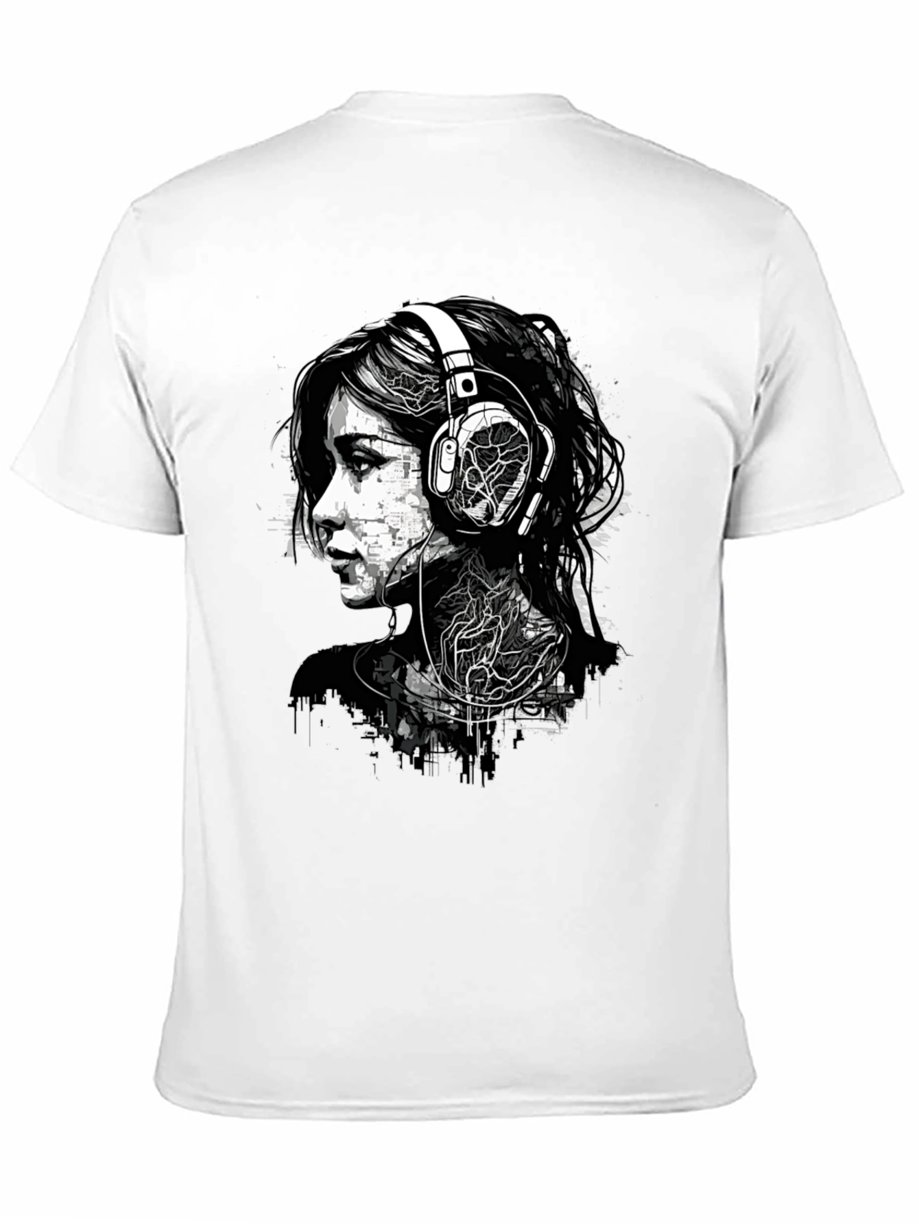 Urban Edge Graphic Tee - Woman with Headphones Design