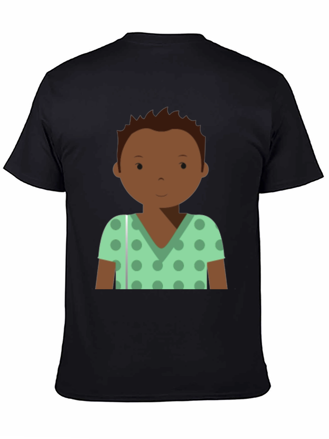 Cartoon Boy Graphic Tee - Soft Black T-Shirt