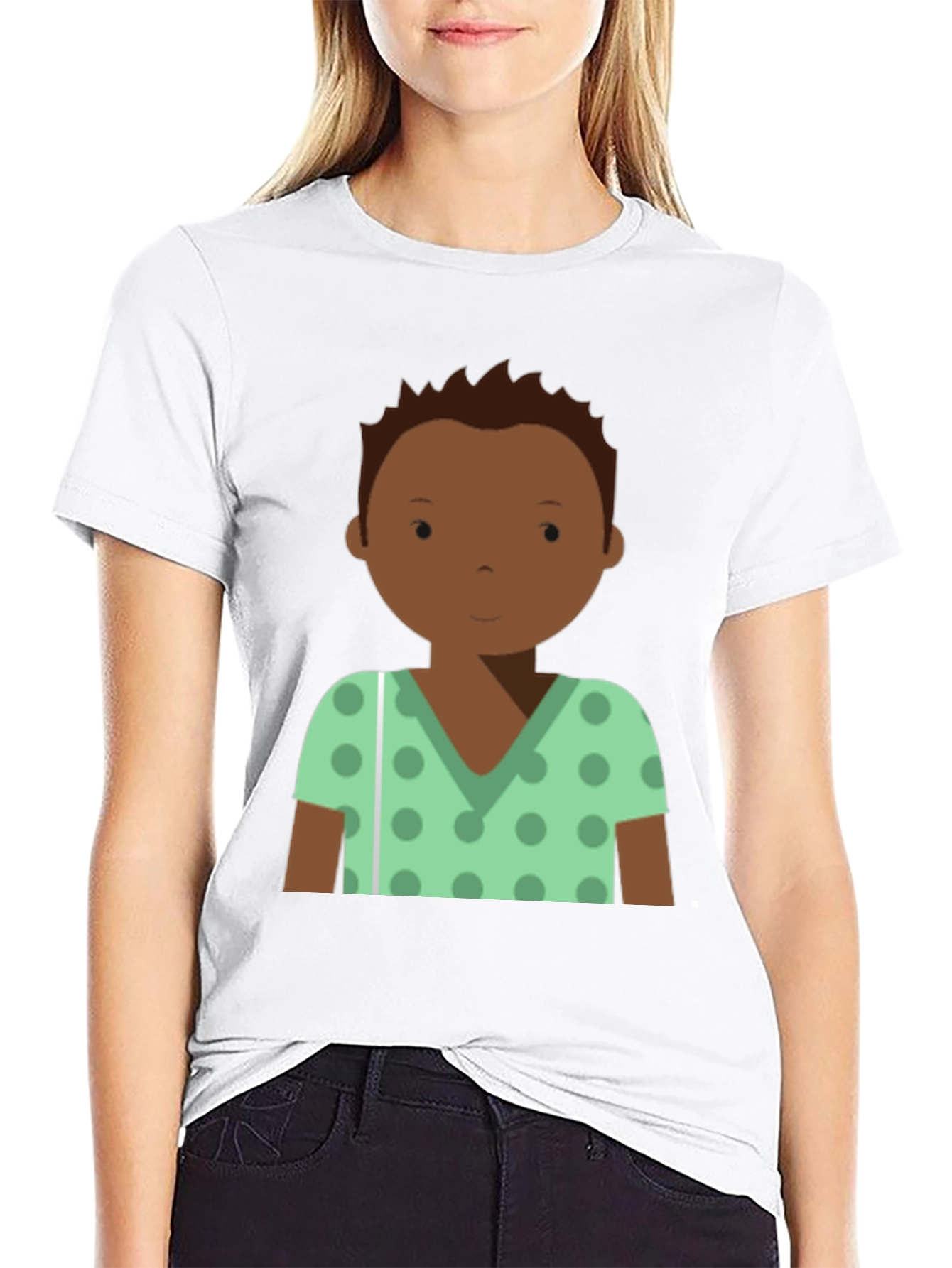 Cartoon Boy Graphic Tee - Soft Black T-Shirt