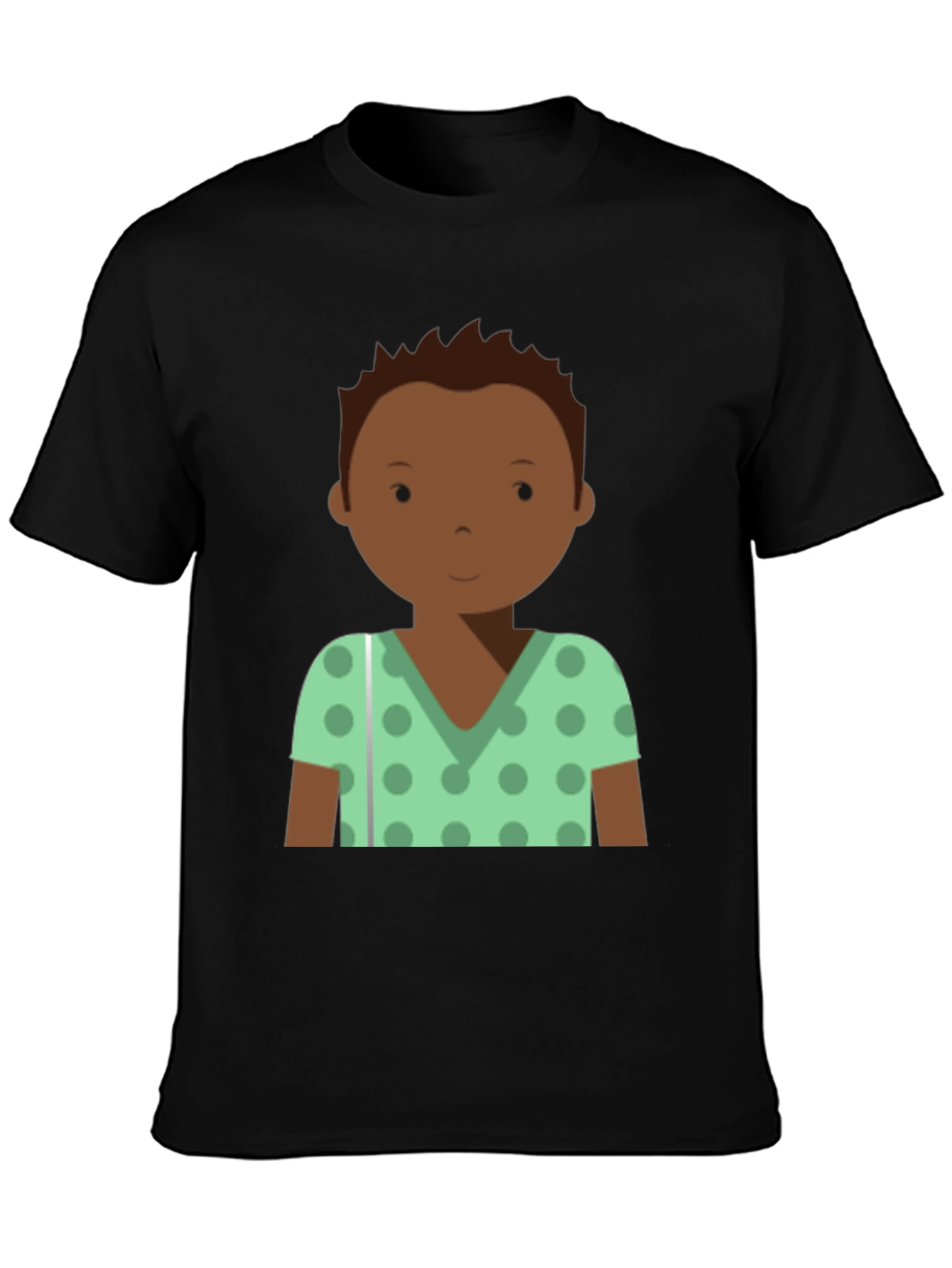 Cartoon Boy Graphic Tee - Soft Black T-Shirt