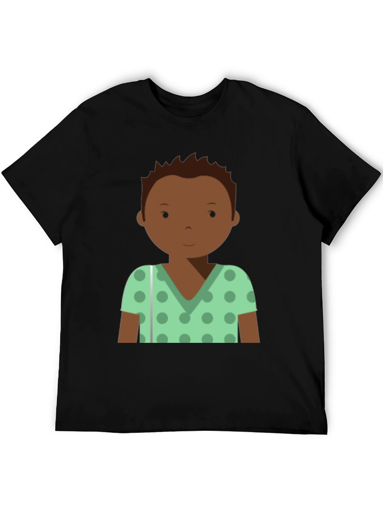 Cartoon Boy Graphic Tee - Soft Black T-Shirt