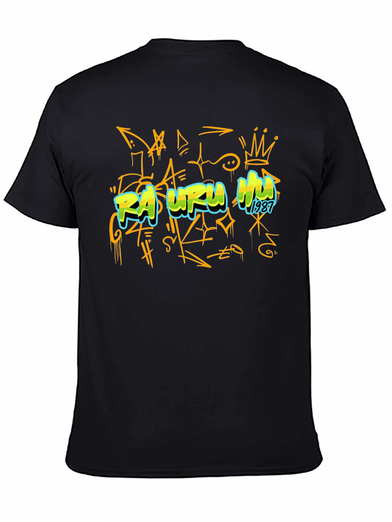 Graffiti Art Black T-Shirt - Rasuru Hu 1987