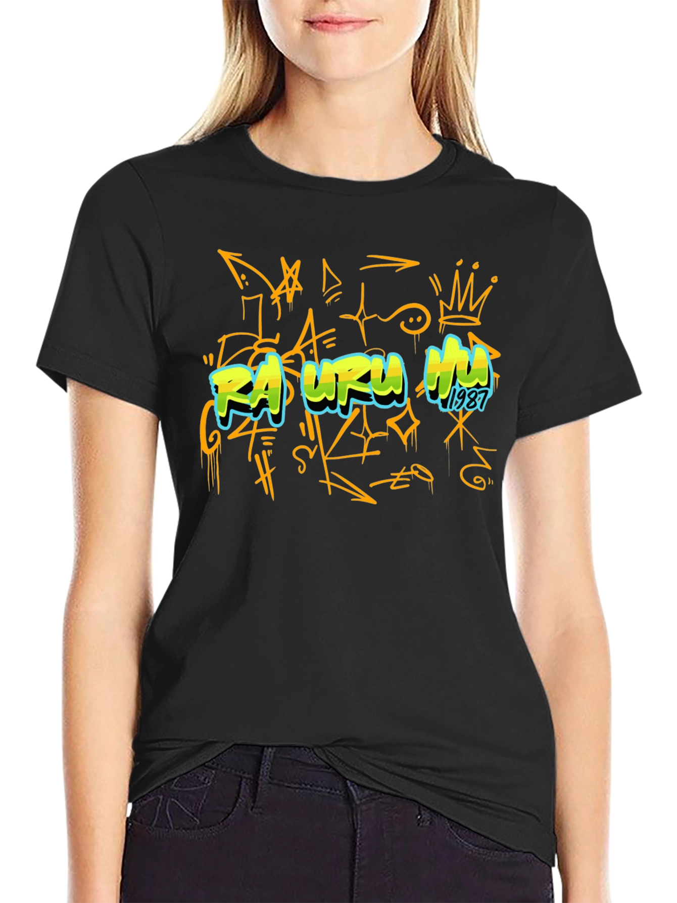 Graffiti Art Black T-Shirt - Rasuru Hu 1987