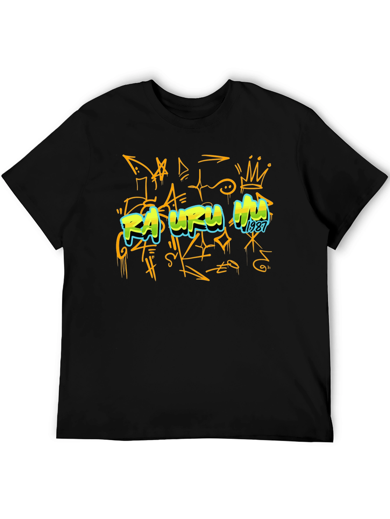 Graffiti Art Black T-Shirt - Rasuru Hu 1987