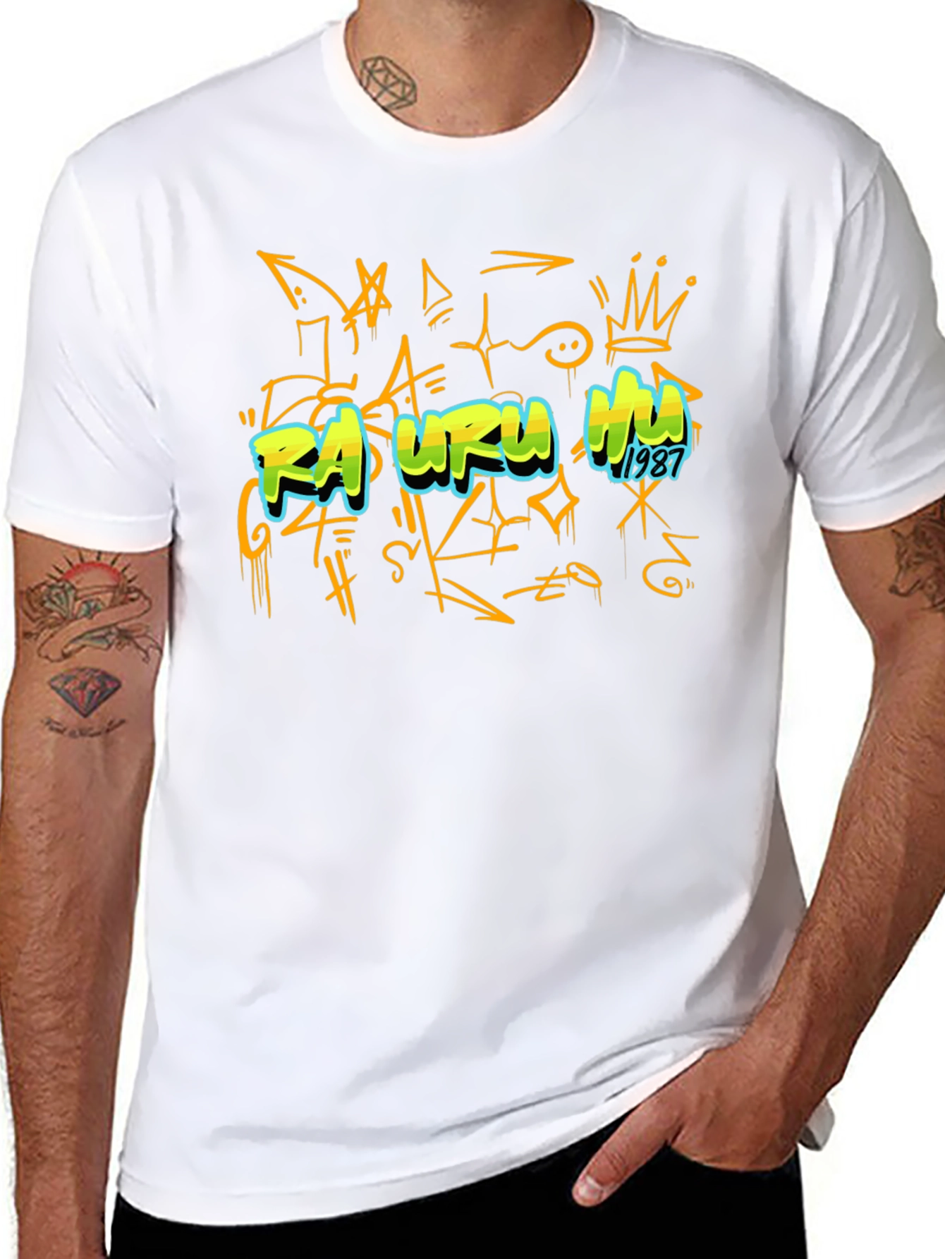 Graffiti Art Black T-Shirt - Rasuru Hu 1987