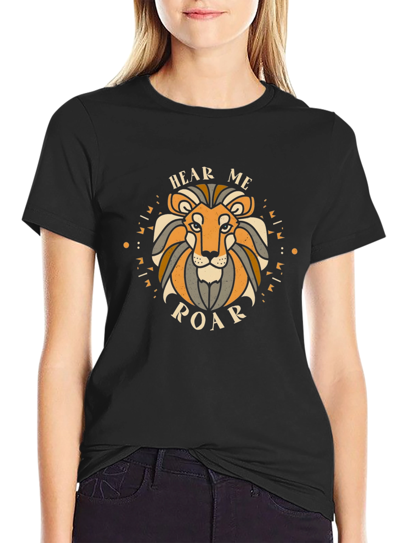 Hear Me Roar Lion Graphic Tee - Black