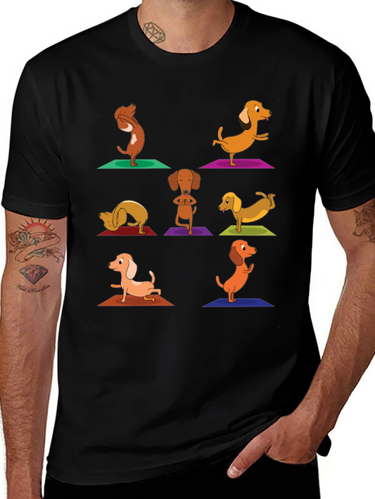 Yoga Dachshund Graphic Tee - Black