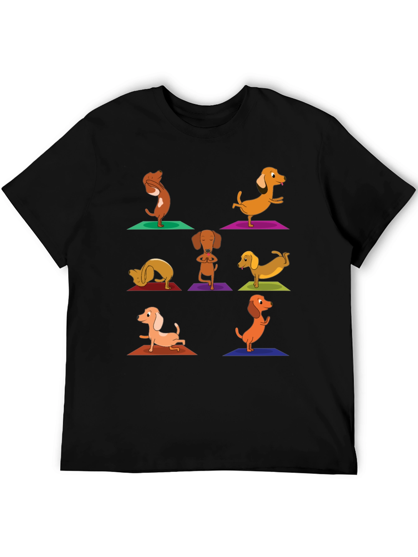 Yoga Dachshund Graphic Tee - Black
