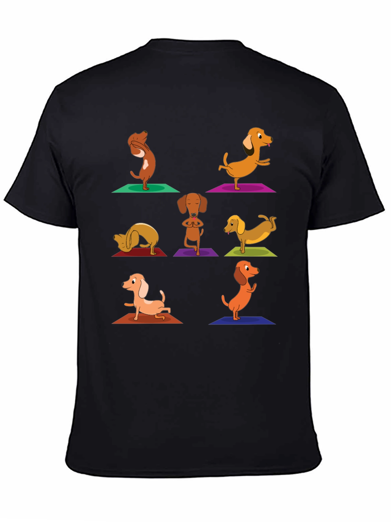 Yoga Dachshund Graphic Tee - Black